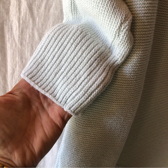 Chico’s brand icy mint color woven cotton sweater half sleeve long length size S - Picture 2 of 9